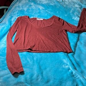 Forever 21 Burgundy Long Sleeve Crop Top